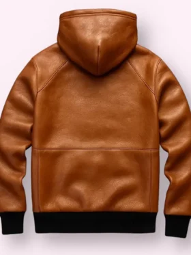Men’s Brown Real Leather Lambskin Hoodie