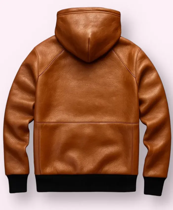 Men’s Brown Real Leather Lambskin Hoodie