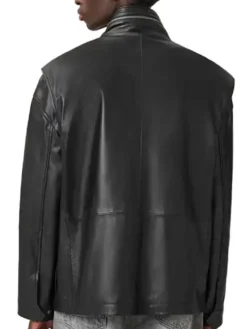 Men's Collar Halton Funnel Leather Jacket