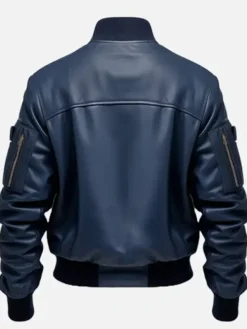 Men’s Flight Bomber Blue Leather Jacket