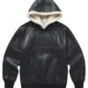 Men's Franco Black Leather Hoodie