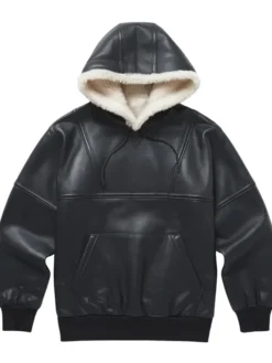 Men's Franco Black Leather Hoodie