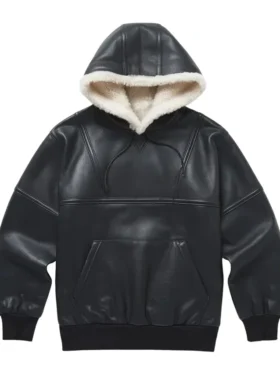 Men's Franco Black Leather Hoodie