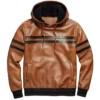 Men’s Pullover Style Brown Leather Hoodie