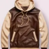 Men’s Pullover Style Real Leather Hoodie