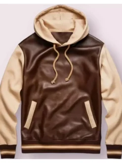 Men’s Pullover Style Real Leather Hoodie