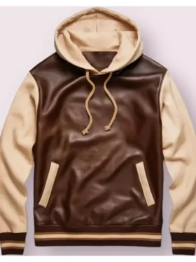 Men’s Pullover Style Real Leather Hoodie