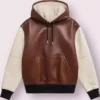 Men’s Real Lambskin Brown Leather Hoodie