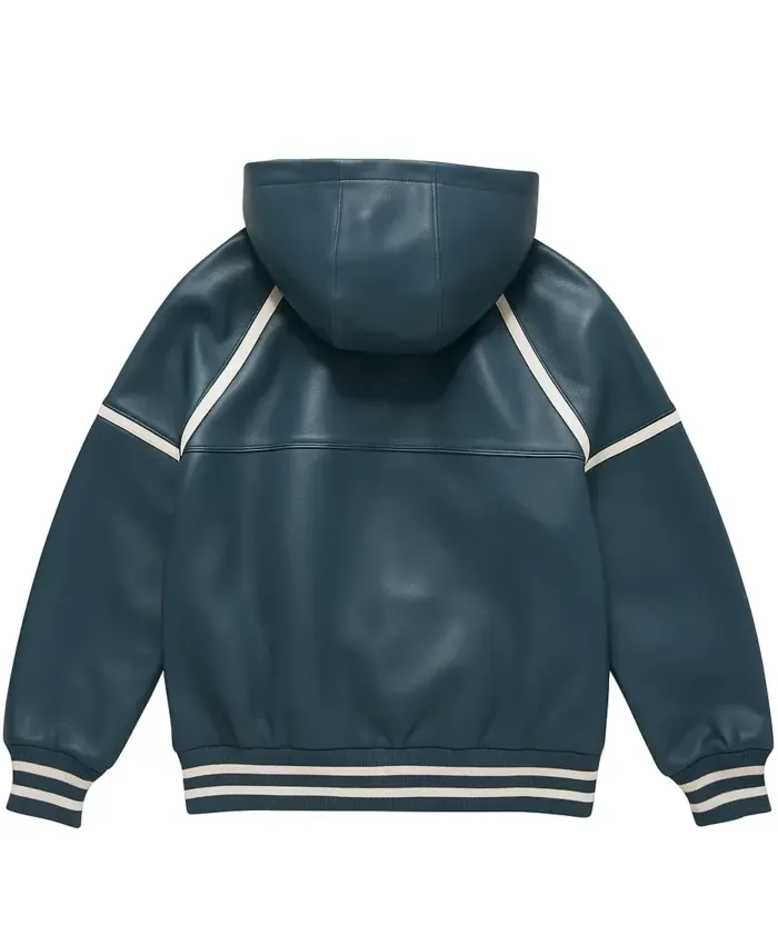 Men's Steele Leather Dark Cyan Hoodie