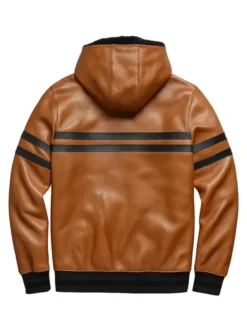 Men’s Style Pullover Brown Leather Hoodie