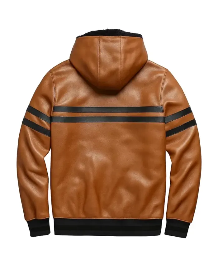 Men’s Style Pullover Brown Leather Hoodie