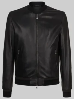 Men's Tom Hardy Black Leather Bomber Jacket
