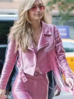 NYC Gigi Hadid Biker Pink Jacket