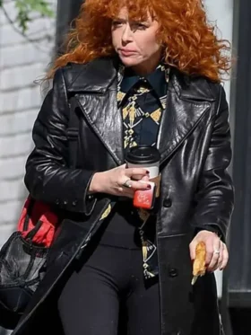 Natasha Lyonne Poker Face S02 Leather Black Coat