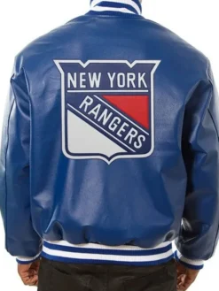 New Rangers York Leather Bomber Varsity Jacket