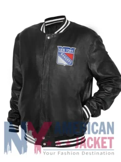 New York Bomber Rangers Varsity Leather Jacket