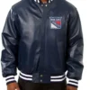 New York Leather Bomber Rangers Varsity Jacket