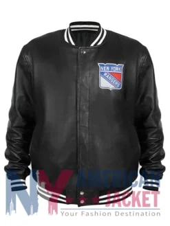 New York Rangers Bomber Varsity Leather Jacket