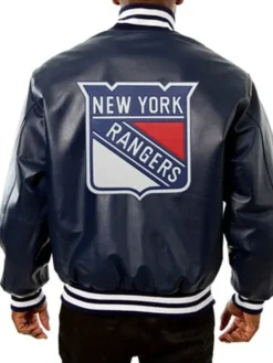 New York Rangers Leather Bomber Varsity Jacket
