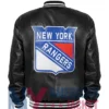 New York Rangers Varsity Leather Bomber Jacket
