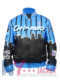 Orlando Magic Leather Blue And Black Jacket