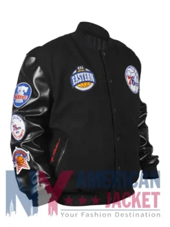 Philadelphia 76ers Black Out Team Logo Varsity Jacket