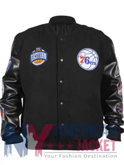 Philadelphia 76ers Team Black Out Logo Varsity Jacket