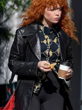 Poker Face S02 Natasha Lyonne Black Leather Coat