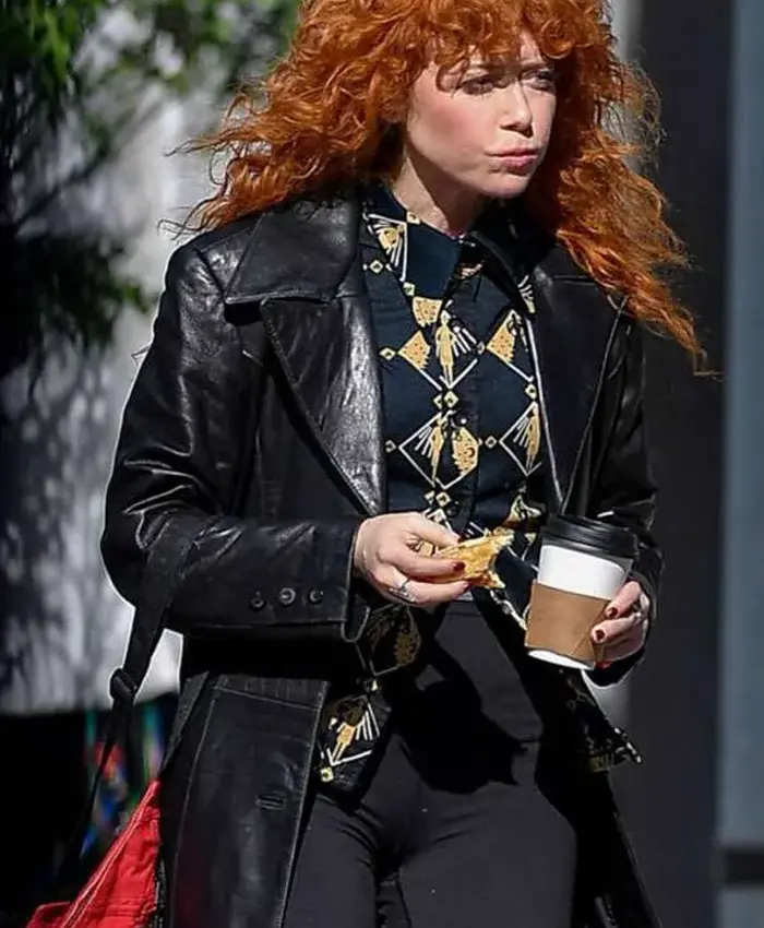 Poker Face S02 Natasha Lyonne Black Leather Coat