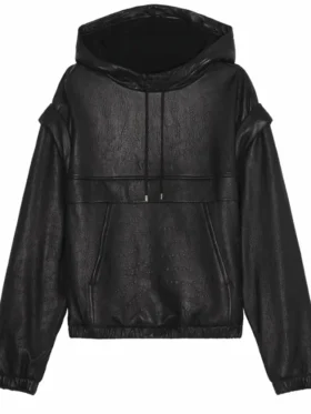 Saint Laurent Black Leather Hoodie