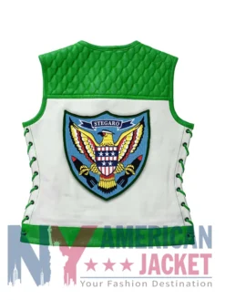 Stegaro American Eagle Motorcycle Green Leather Vest