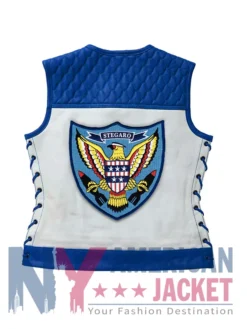 Stegaro American Eagle Motorcycle Leather Blue Vest