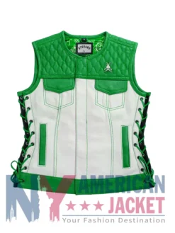 Stegaro American Eagle Motorcycle Leather Green Vest