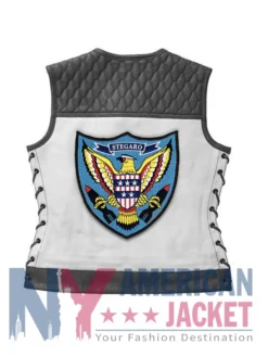 Stegaro American Eagle Motorcycle Leather Grey Vest
