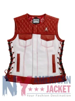 Stegaro American Eagle Motorcycle Leather Maroon Vest