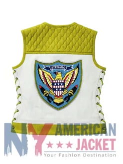 Stegaro American Eagle Motorcycle Leather Yellow Vest