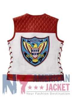 Stegaro American Eagle Motorcycle Maroon Leather Vest