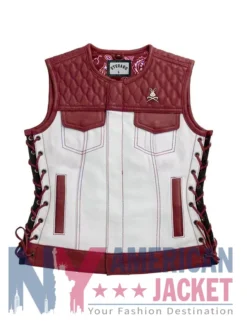 Stegaro American Eagle Motorcycle Red Leather Vest