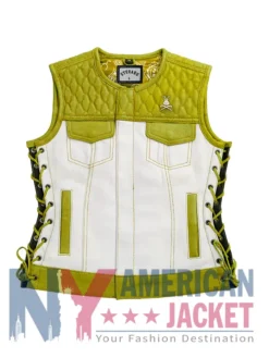 Stegaro American Eagle Motorcycle Yellow Leather Vest