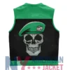 Stegaro Battalion Skull Biker Leather Green Vest