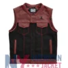 Stegaro Battalion Skull Biker Leather Maroon Vest