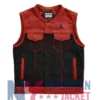 Stegaro Battalion Skull Biker Leather Red Vest