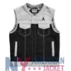 Stegaro Battalion Skull Biker Leather White Vest