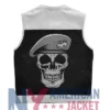 Stegaro Battalion Skull Biker White Leather Vest
