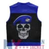 Stegaro Battalion Skull Blue Biker Leather Vest
