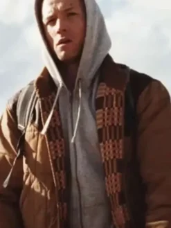 Taron Egerton She Rides Shotgun 2025 Brown Jacket