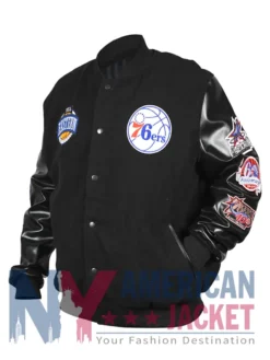 Team Philadelphia 76ers Varsity Black Out Logo Jacket