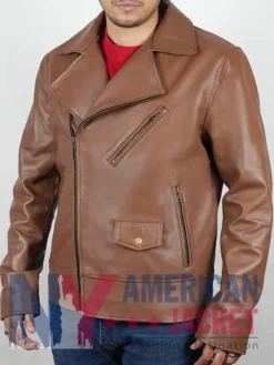 The Amateur 2025 Brown Rami Malek Biker Jacket