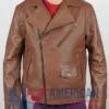 The Amateur 2025 Malek Rami Brown Biker Jacket