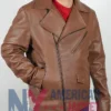 The Amateur Brown 2025 Rami Malek Biker Jacket